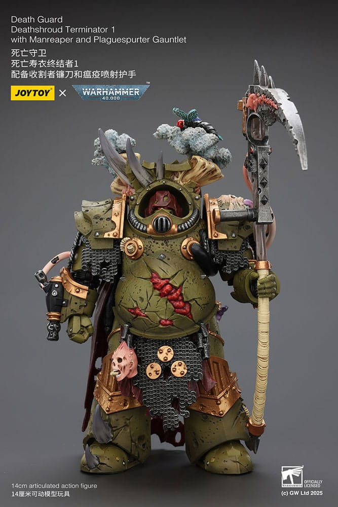 Joy Toy (CN) Warhammer 40k Death Guard Deathshroud Terminator 1 with Manreaper and Plaguespurter Gauntlet 1/18
