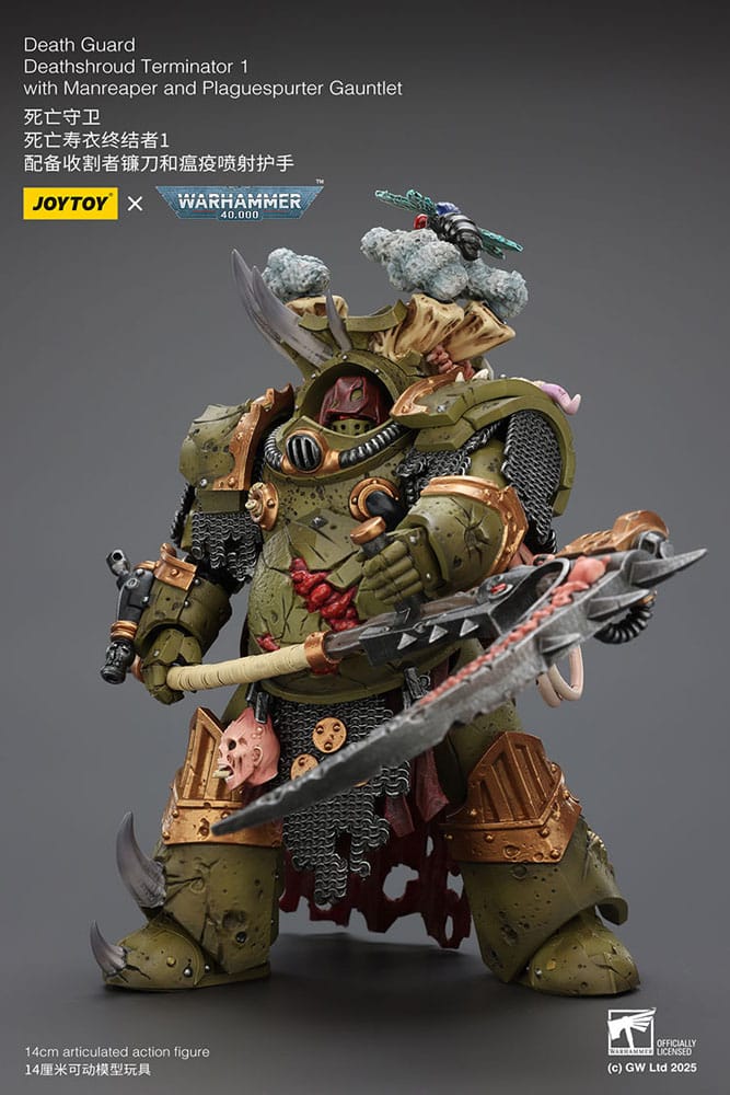 Joy Toy (CN) Warhammer 40k Death Guard Deathshroud Terminator 1 with Manreaper and Plaguespurter Gauntlet 1/18