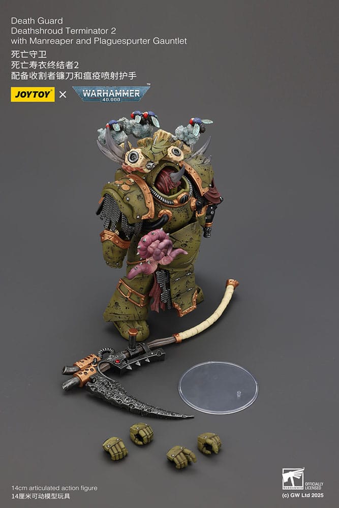 Joy Toy (CN) Warhammer 40k Death Guard Deathshroud Terminator Championwith Manreaper And Plaguespurter Gauntlets 1/18