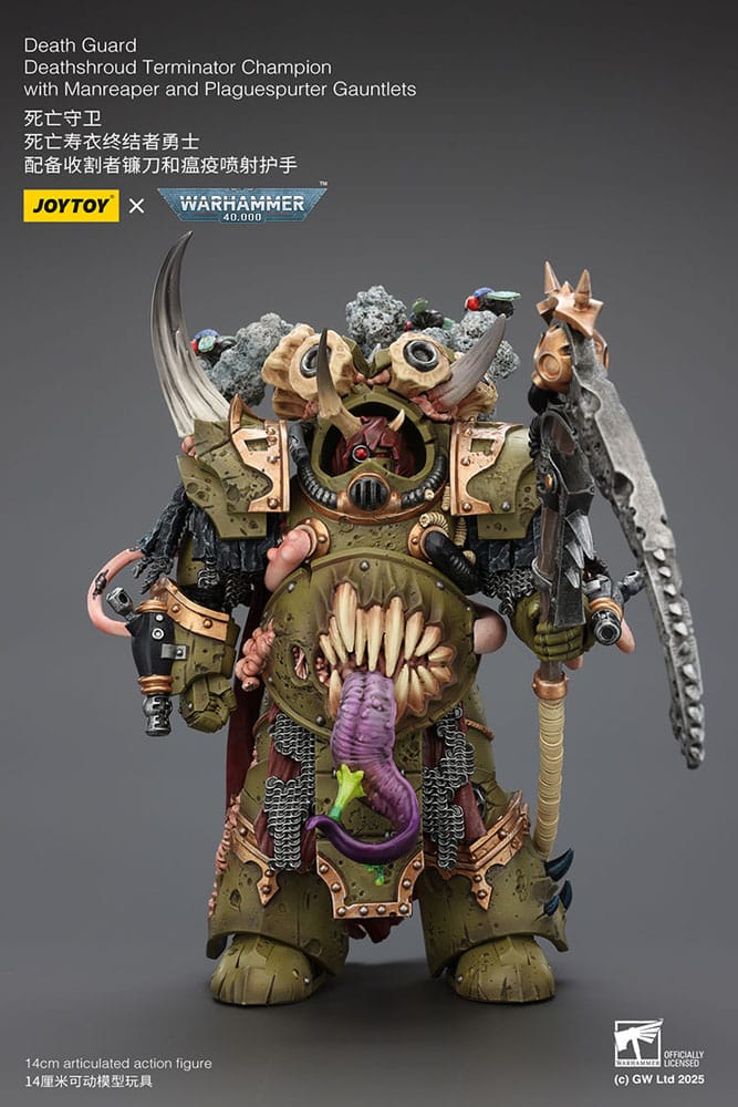 Joy Toy (CN) Warhammer 40k Death Guard Deathshroud Terminator Championwith Manreaper And Plaguespurter Gauntlets 1/18