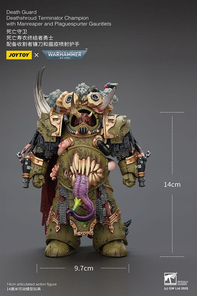 Joy Toy (CN) Warhammer 40k Death Guard Deathshroud Terminator Championwith Manreaper And Plaguespurter Gauntlets 1/18