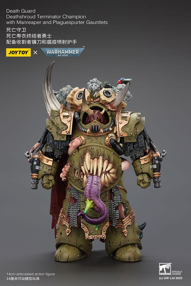 Joy Toy (CN) Warhammer 40k Death Guard Deathshroud Terminator Championwith Manreaper And Plaguespurter Gauntlets 1/18