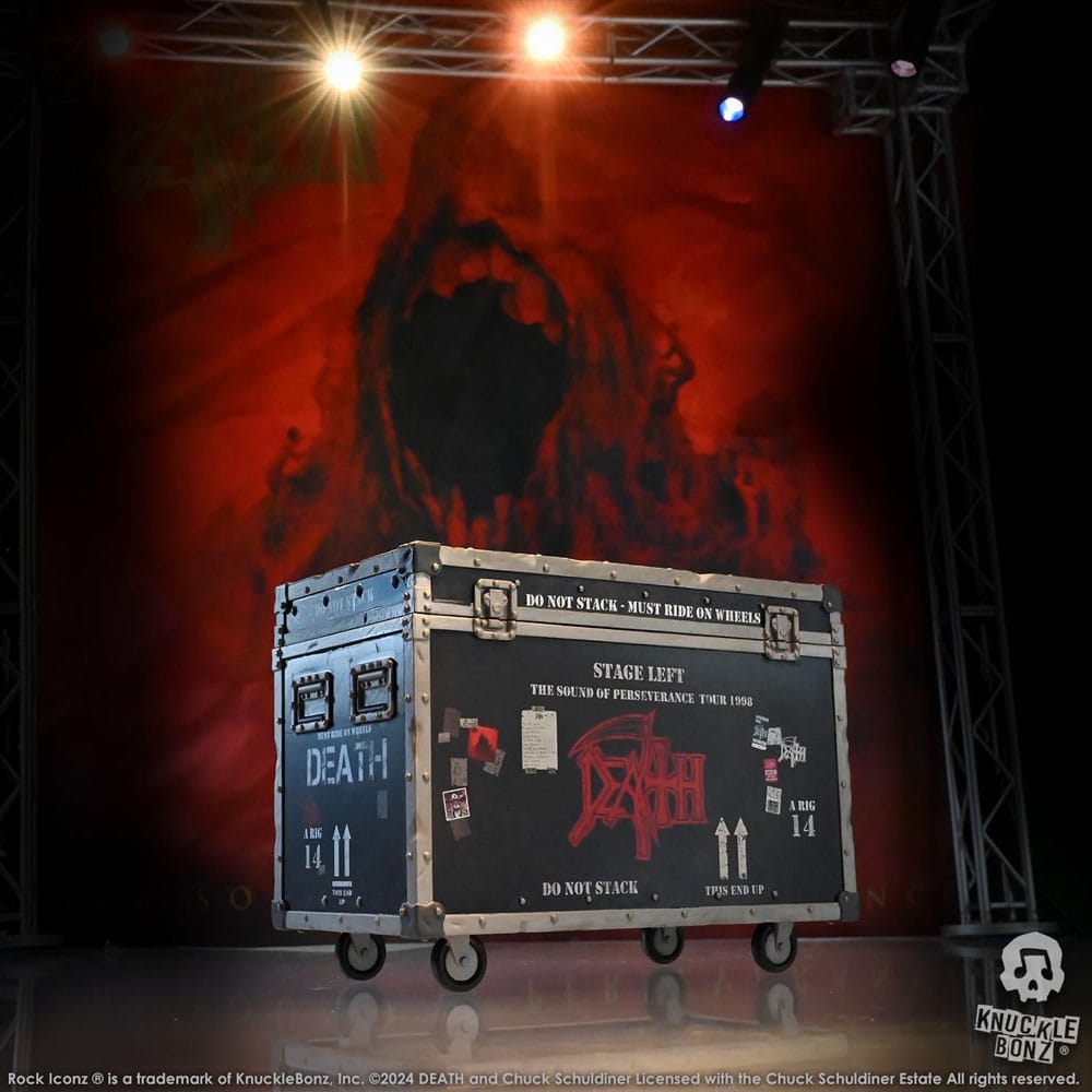 Knucklebonz Death Road Case & Bühnenhintergrund Set Rock Ikonz On Tour Statue