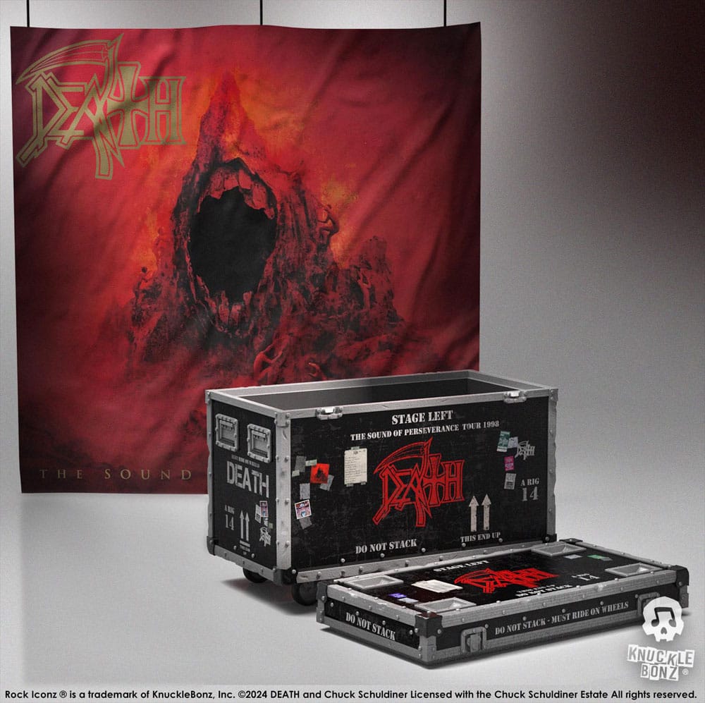 Knucklebonz Death Road Case & Bühnenhintergrund Set Rock Ikonz On Tour Statue