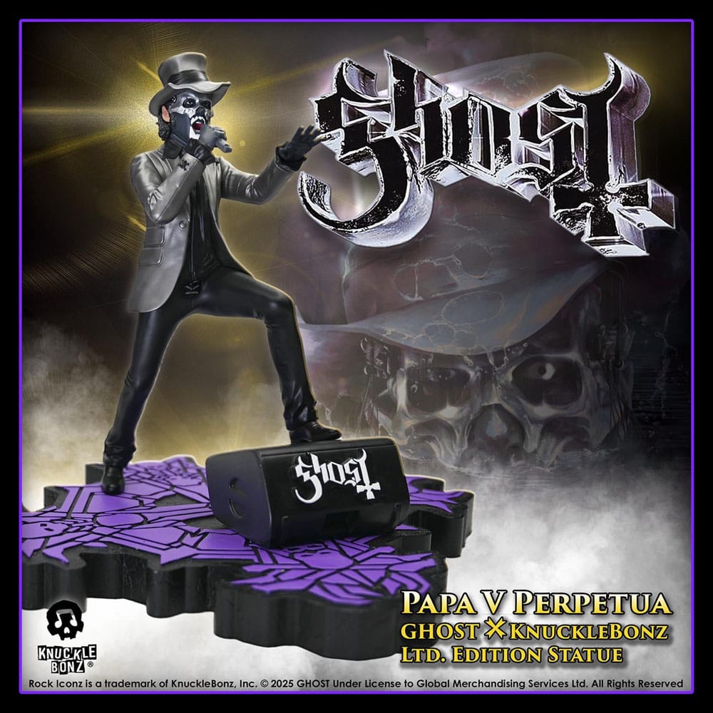 Knucklebonz Ghost Papa V Perpetua Top Hat Rock Iconz Statue