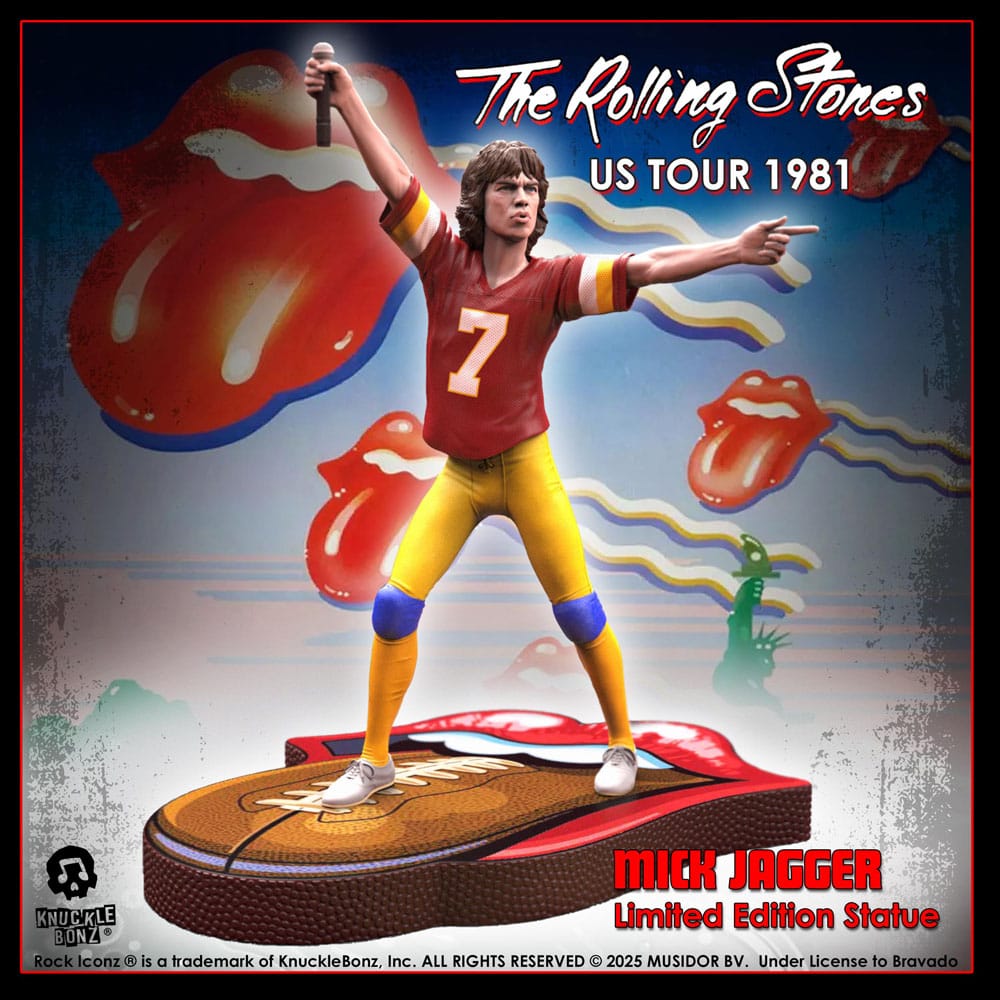 Knucklebonz Rolling Stones Mick Jagger US Tour 1981 (Burgundy Jersey) Rock Iconz Statue