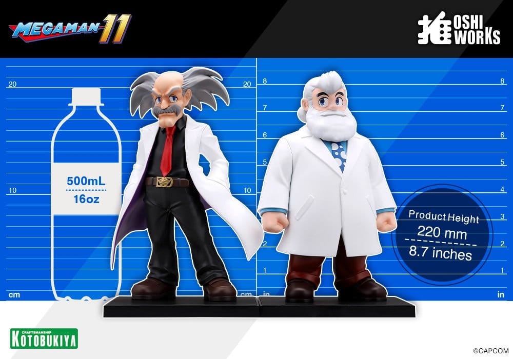 Kotobukiya Mega Man Dr. Wily & Dr. Light Oshi Works Figuren 2er-Pack