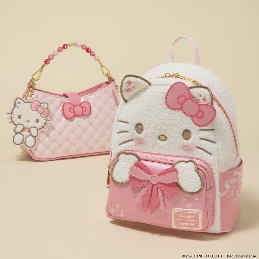 Loungefly Sanrio by Loungefly Hello Kitty Umhängetasche mit Perlenbesetztem Griff & Taschenanhänger