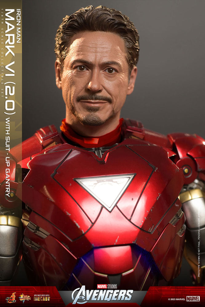 Marvel’s The Avengers Movie Masterpiece Diecast Actionfigur 1/6 Iron Man Mark VI (2.0) mit Suit-Up Gantry 32 cm Hot Toys