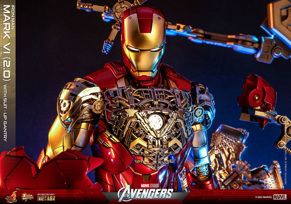 Marvel’s The Avengers Movie Masterpiece Diecast Actionfigur 1/6 Iron Man Mark VI (2.0) mit Suit-Up Gantry 32 cm Hot Toys