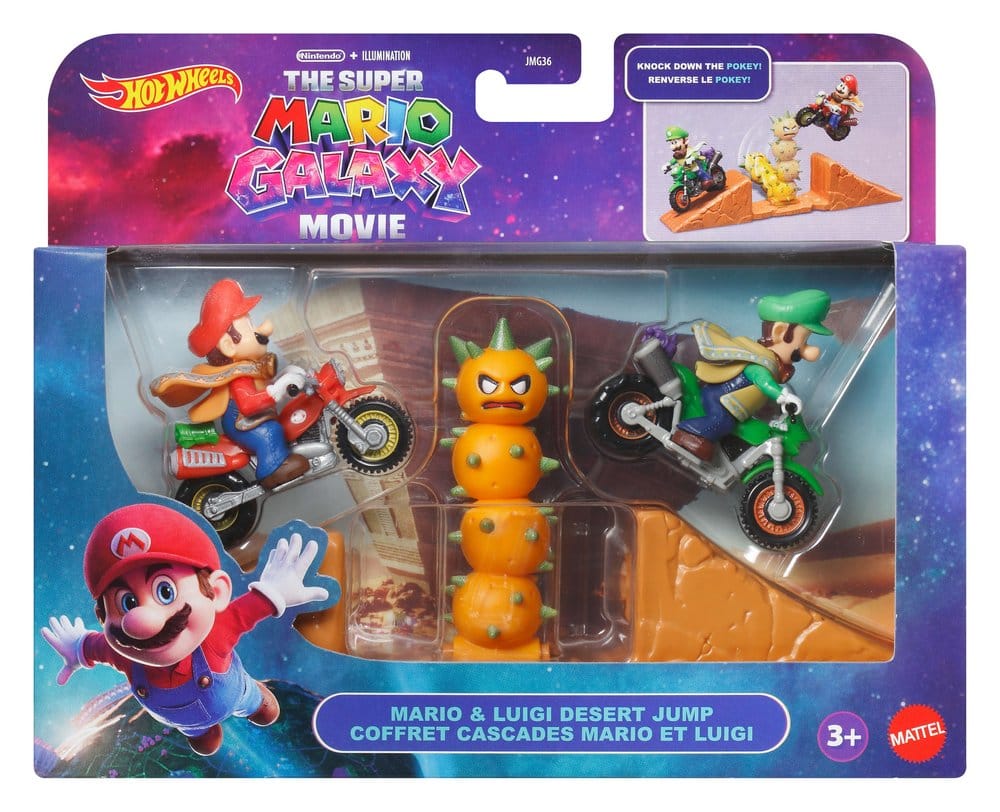 Mattel Der Super Mario Galaxy Film Mario & Luigi Hot Wheels Wüstensprung Spielset