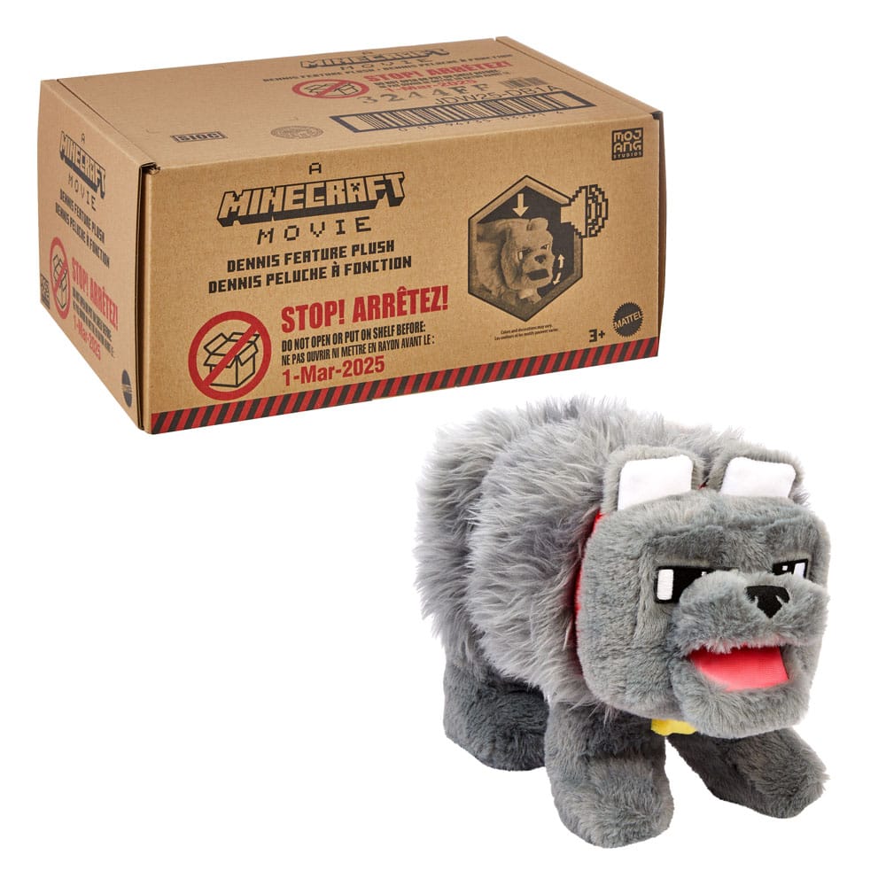Mattel Ein Minecraft Film Dennis der Wolf mit Sound Plüschfigur