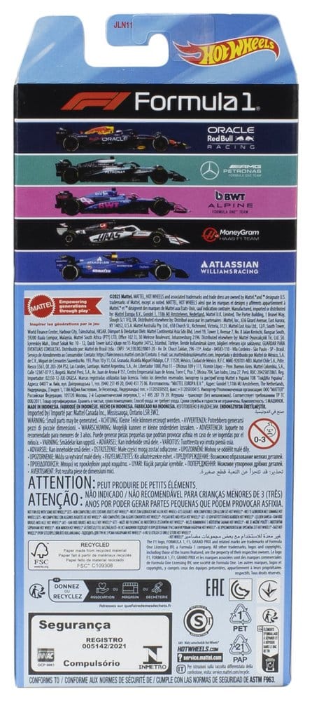 Mattel Formel 1 Hot Wheels Die-Cast 1/64 Fahrzeuge 5er-Pack 2025