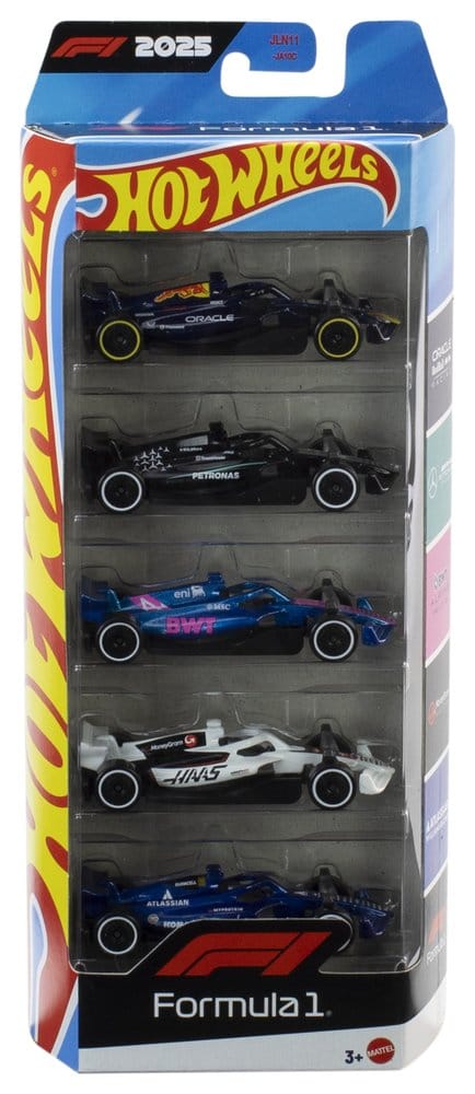 Mattel Formel 1 Hot Wheels Die-Cast 1/64 Fahrzeuge 5er-Pack 2025