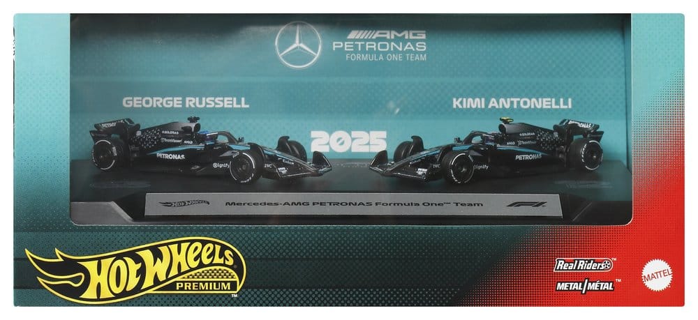 Mattel Formel 1 Hot Wheels Team Mercedes-AMG PETRONAS Premium 1/64 Die-Cast Fahrzeuge 2er-Pack