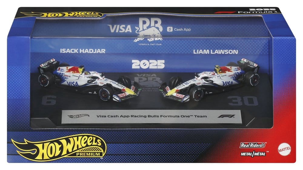 Mattel Formel 1 Hot Wheels Team Visa Cash App Racing Bulls Premium 1/64 2er-Pack Die-Cast Fahrzeuge