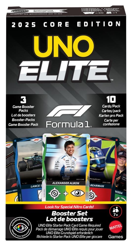 Mattel Formula 1 F1 UNO Elite Booster-Set Kartenspiel