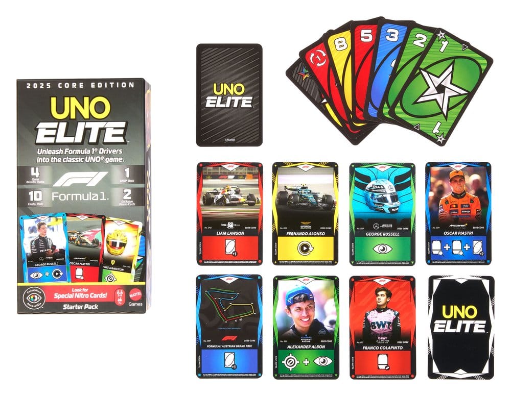 Mattel Formula 1 UNO Elite F1 Starter-Set Kartenspiel