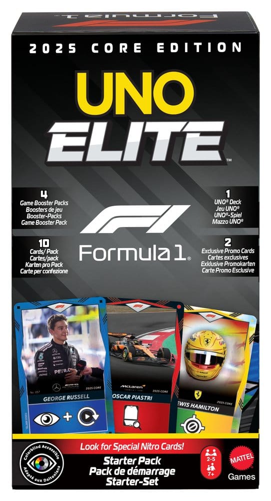 Mattel Formula 1 UNO Elite F1 Starter-Set Kartenspiel