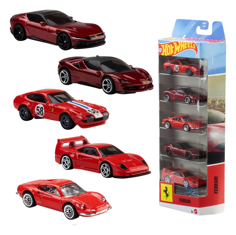 Mattel Hot Wheels Ferrari Die-Cast 1/64 5er-Pack Fahrzeuge