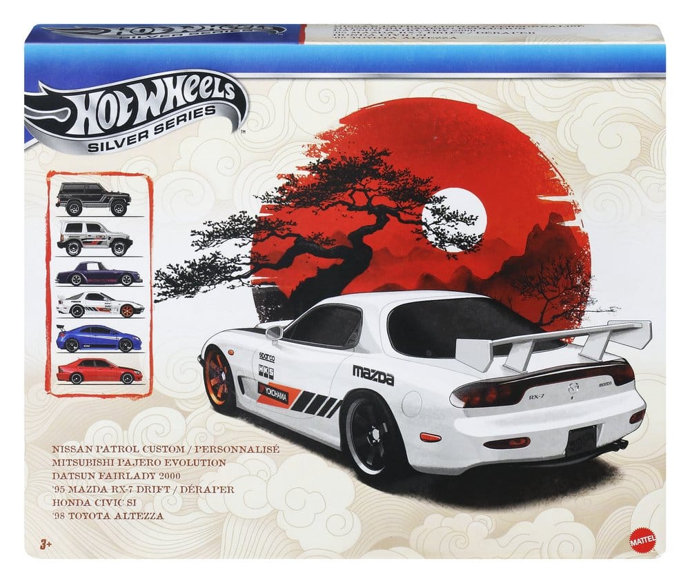 Mattel Hot Wheels Streets of Japan Silver Series 6er-Pack 1/64 Die-Cast Fahrzeuge