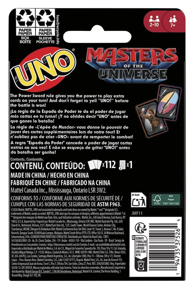 Mattel Masters of the Universe 2026 Movie UNO Kartenspiel