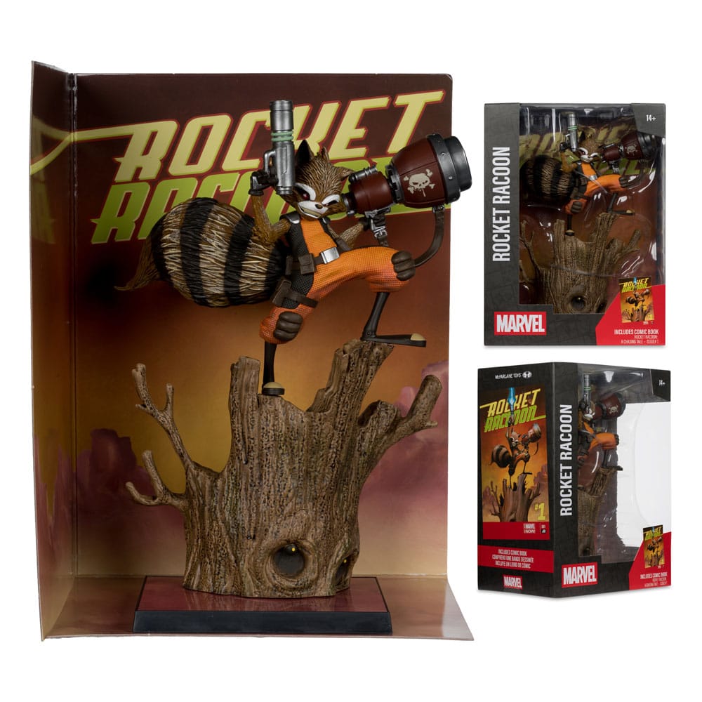 McFarlane Toys Marvel Collection Rocket Raccoon A Chasing Tale 1 1/6 Statue
