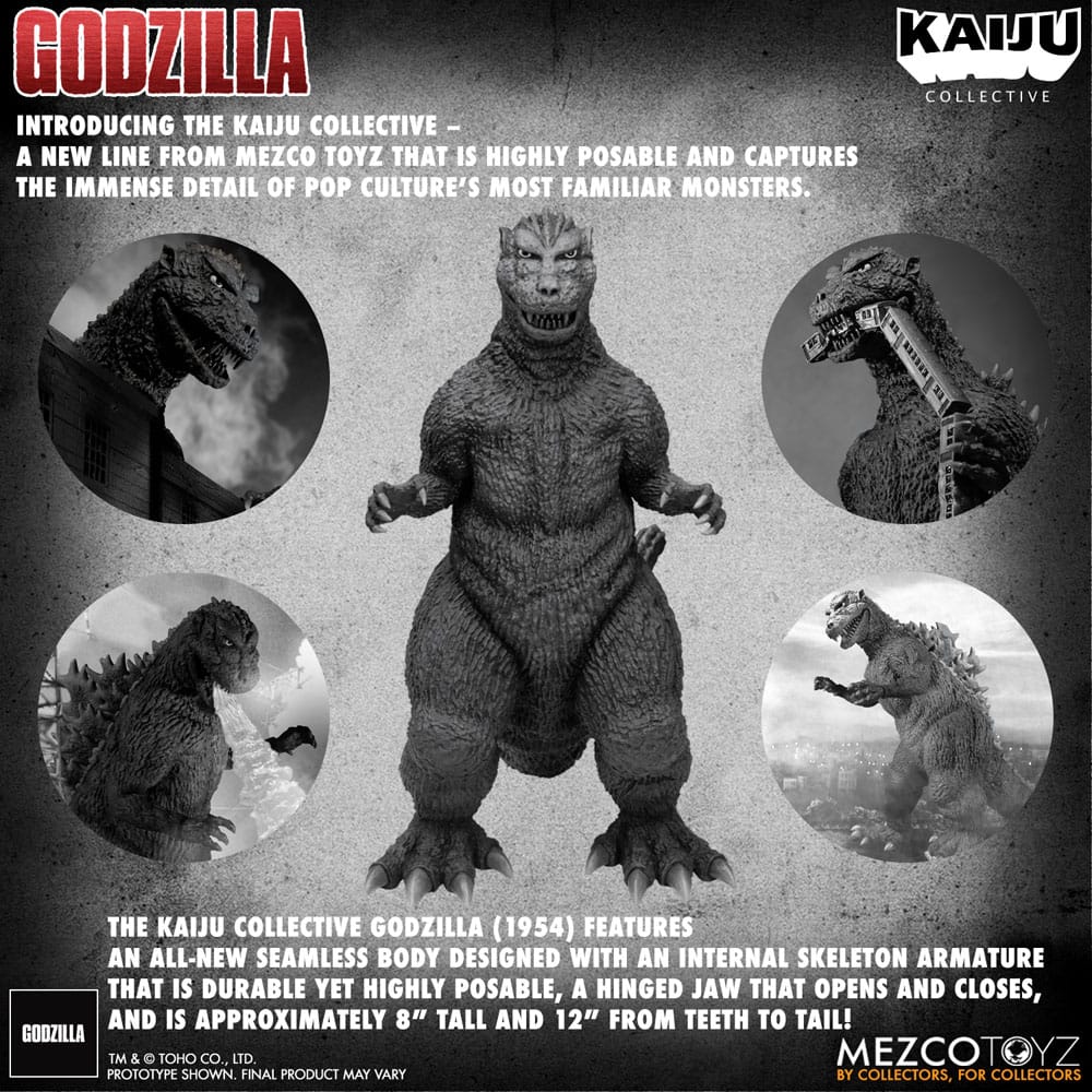 Mezco Toys Godzilla (1954) Kaiju Collective Godzilla - Black & White Edition Actionfigur