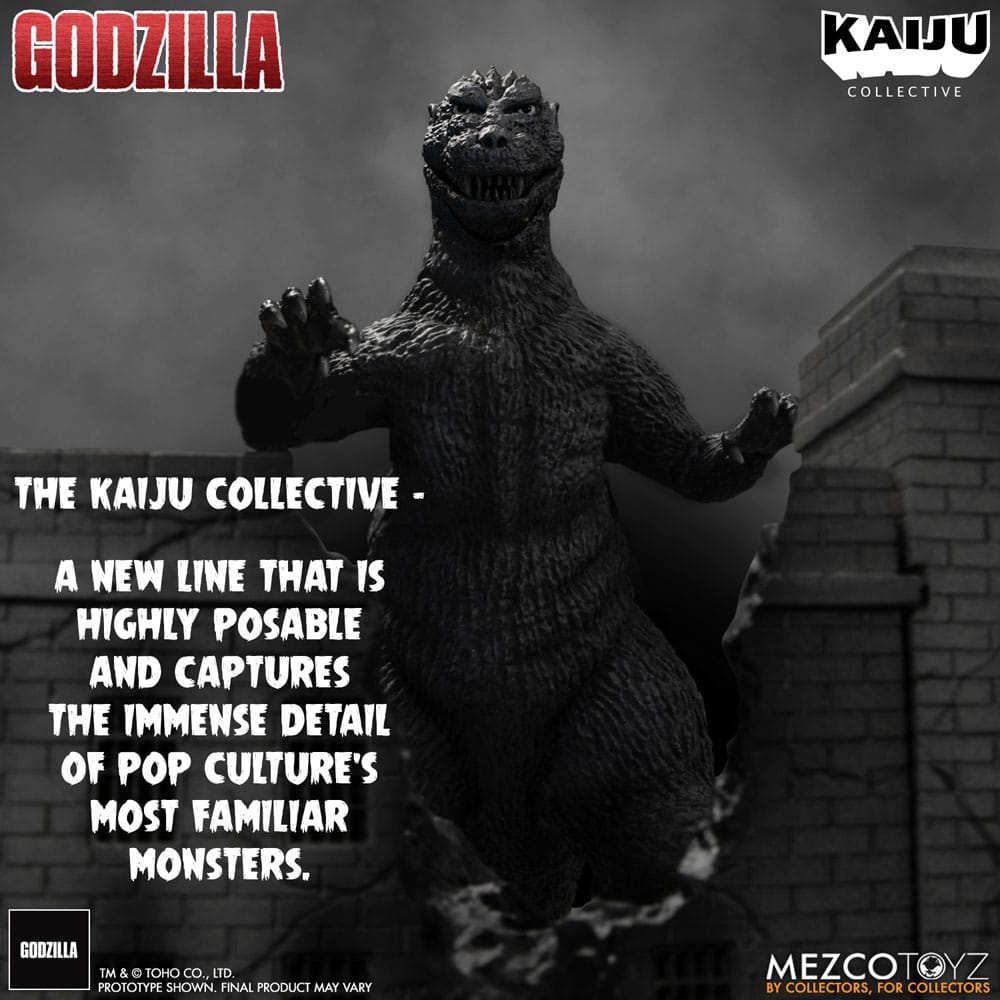 Mezco Toys Godzilla (1954) Kaiju Collective Godzilla - Black & White Edition Actionfigur