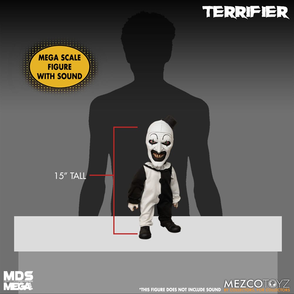 Mezco Toys Terrifier Art the Clown with Sound MDS Mega Scale Puppe