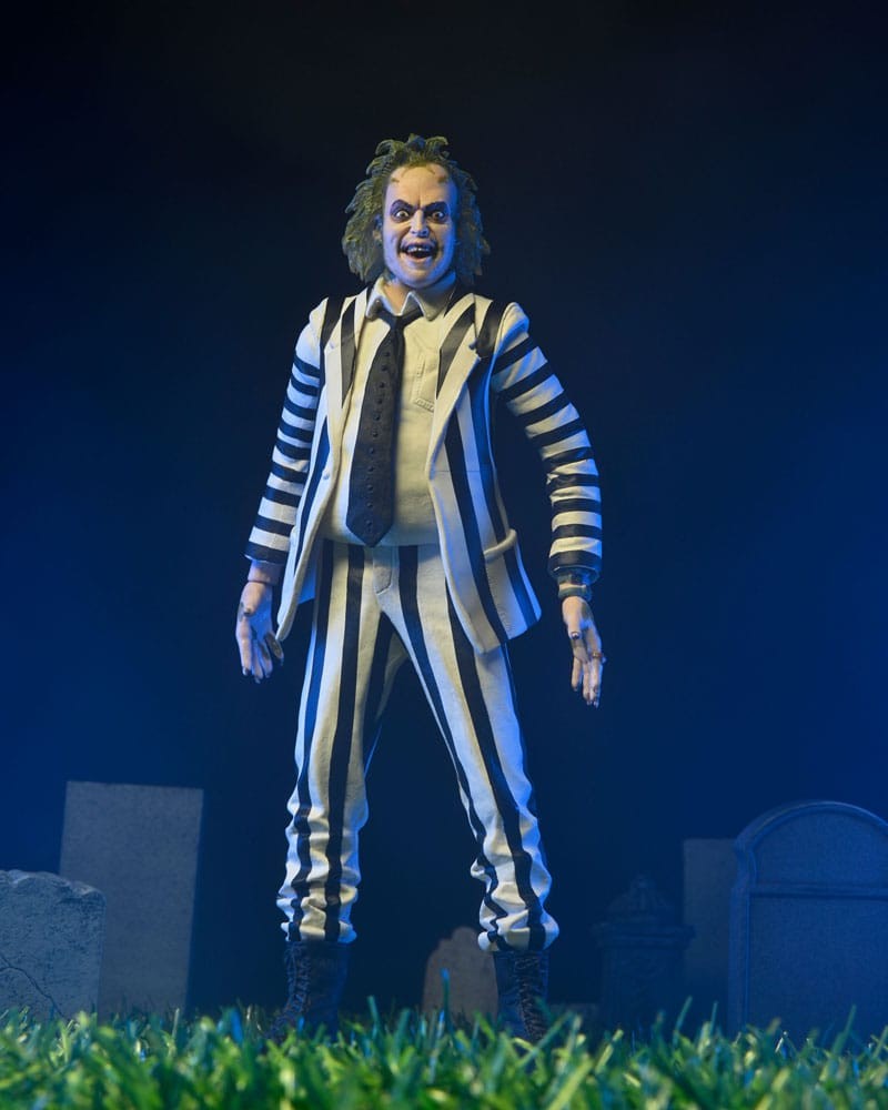 NECA Beetlejuice Black and White Striped Suit Actionfigur