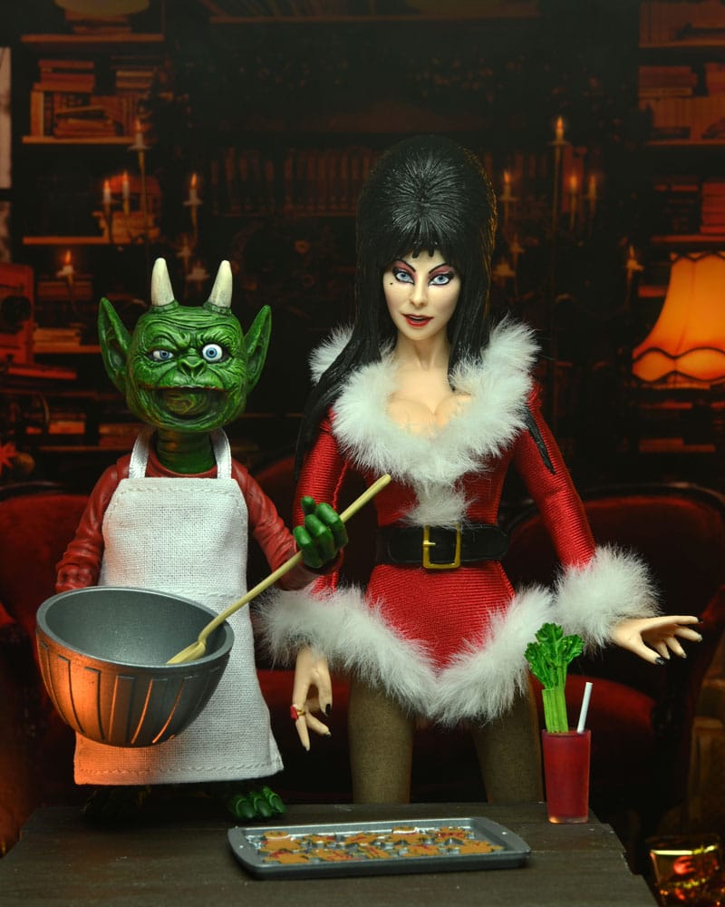 NECA Elvira Mistress of the Dark Very Scary Xmas Clothed Actionfigur