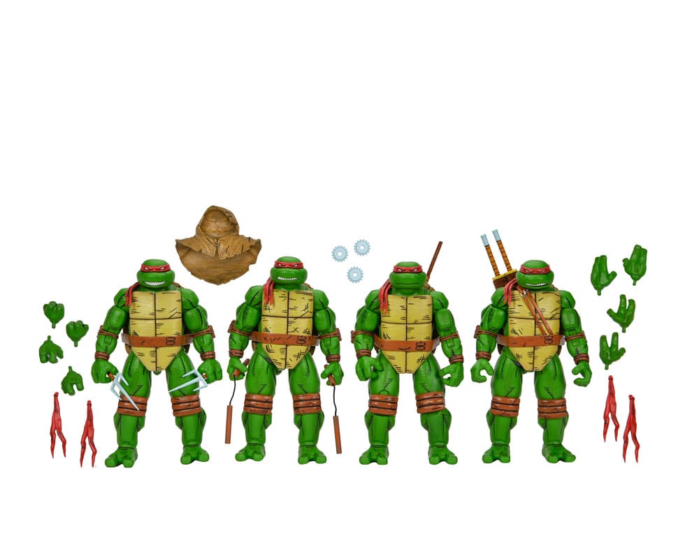NECA Teenage Mutant Ninja Turtles (Mirage Comics) Leonardo Raphael Michelangelo Donatello 4er-Pack Actionfiguren