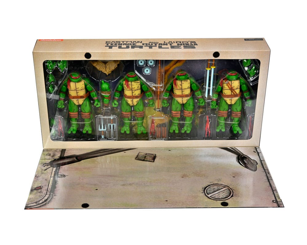 NECA Teenage Mutant Ninja Turtles (Mirage Comics) Leonardo Raphael Michelangelo Donatello 4er-Pack Actionfiguren