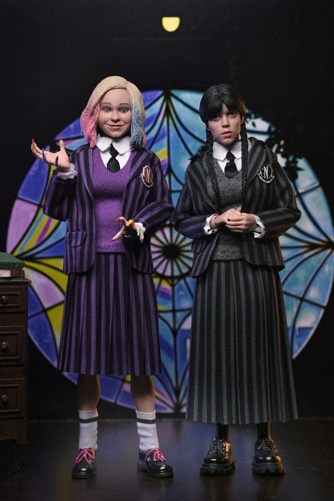 NECA Wednesday Actionfiguren 2er Pack Wednesday Addams (Nevermore Uniform) and Enid 20 cm