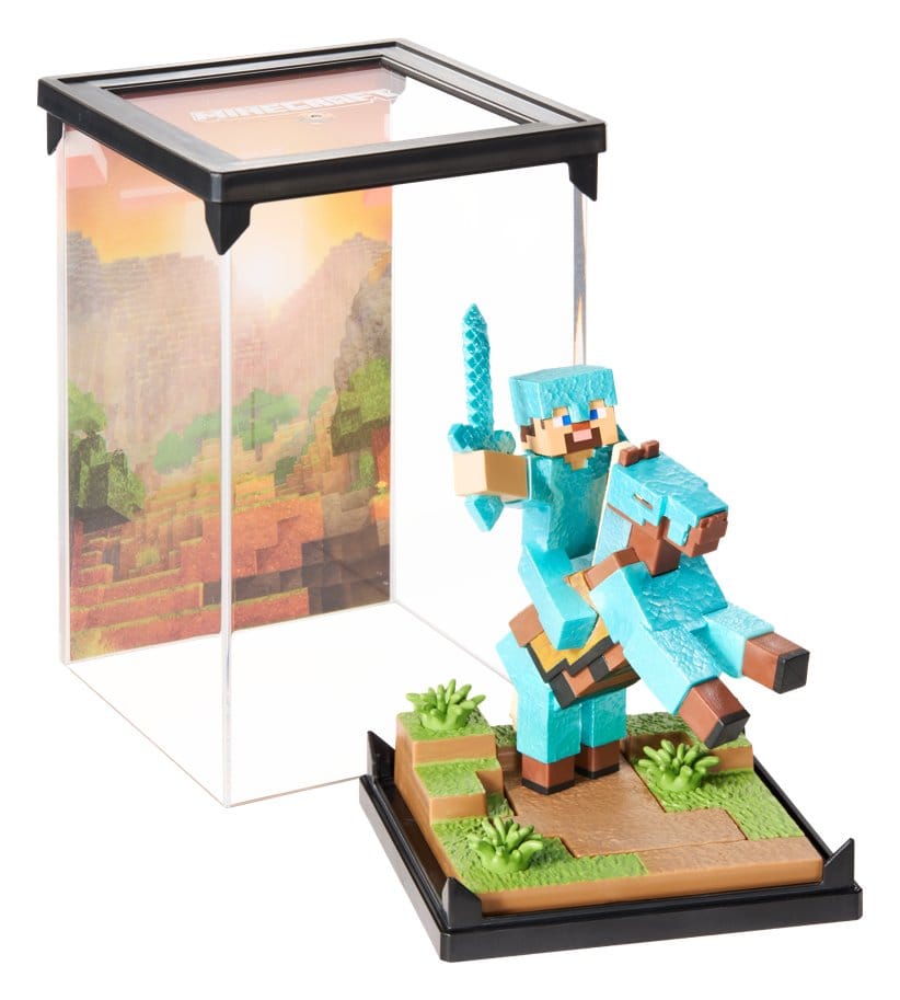 Noble Collection Minecraft Diamond Armor Steve und Pferd Diorama Figur