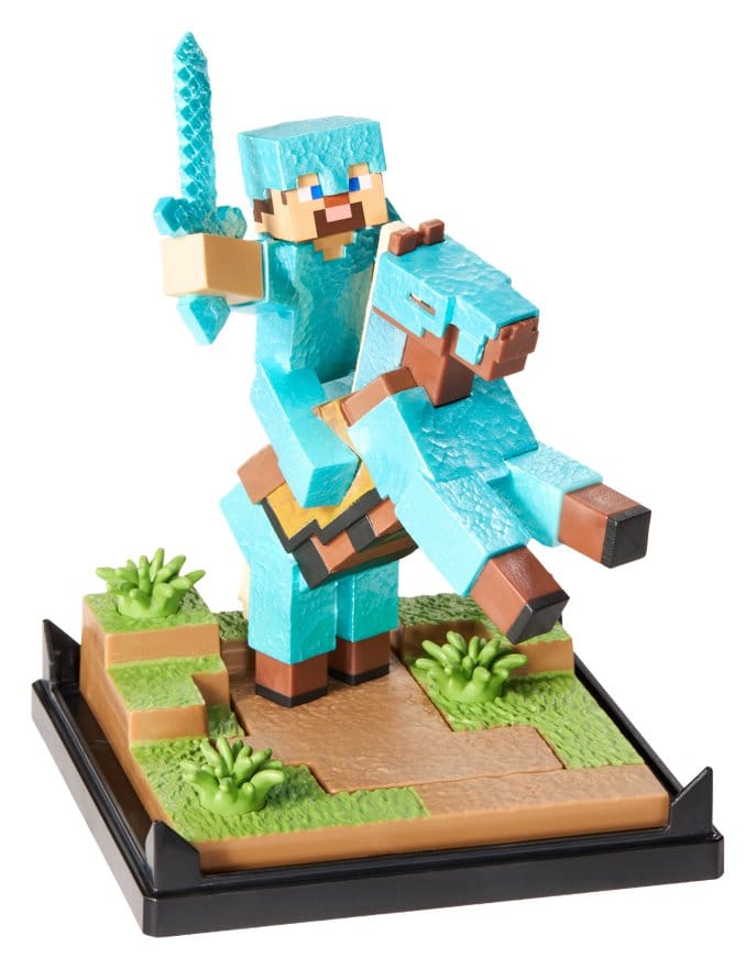 Noble Collection Minecraft Diamond Armor Steve und Pferd Diorama Figur