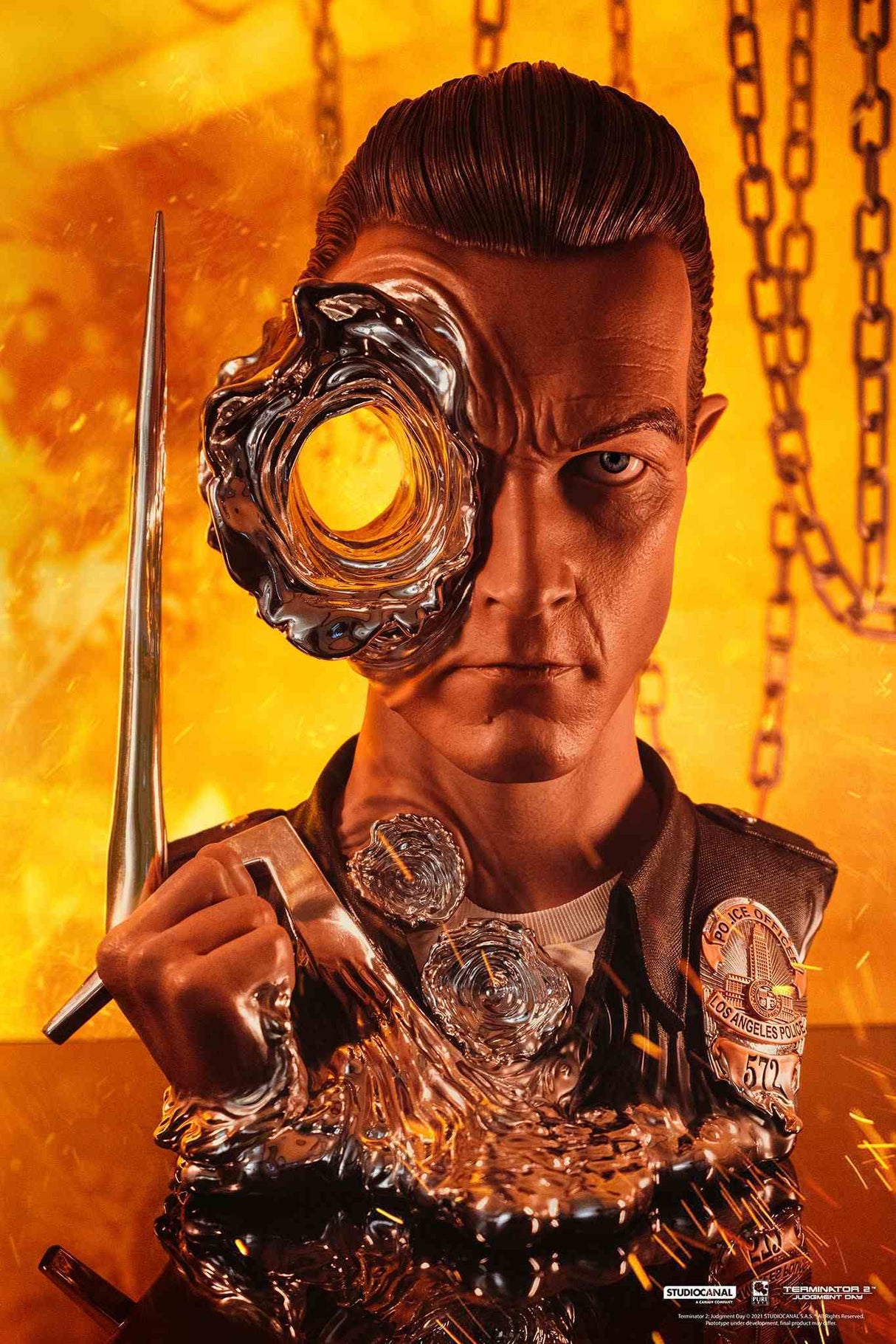 Pure Arts Terminator 2 T-1000 Painted DELUXE 1/1 Art Mask - Beschädigte Verpackung