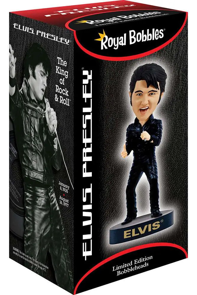 Royal Bobbles Elvis Presley Black Leather Bobble Head / Wackelkopf-Figur