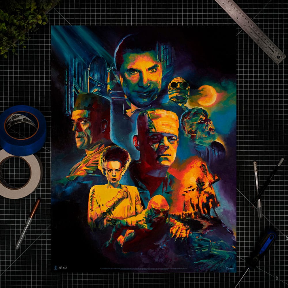 Sideshow Collectibles Universal Monsters Valentine Collage Kunstdruck