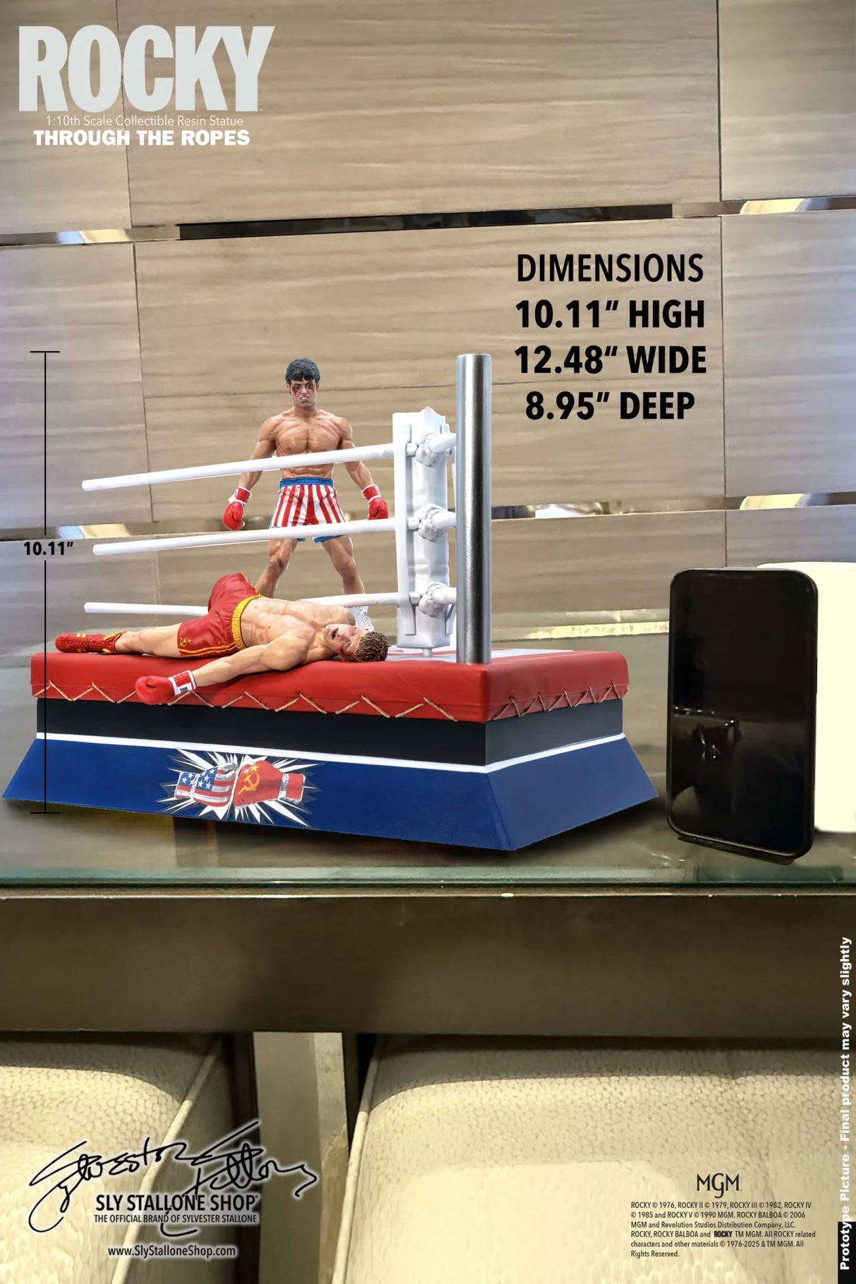 Slystalloneshop Sylvester Stallone Rocky Over Drago Through The Ropes 1/10 Statue