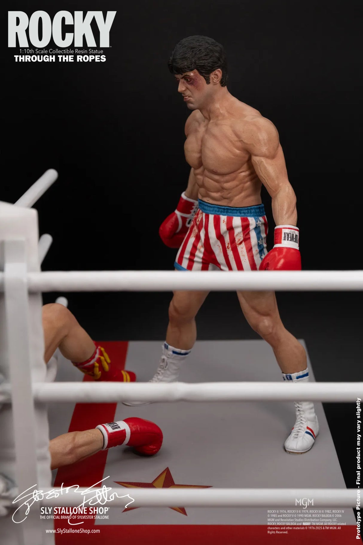 Slystalloneshop Sylvester Stallone Rocky Over Drago Through The Ropes 1/10 Statue