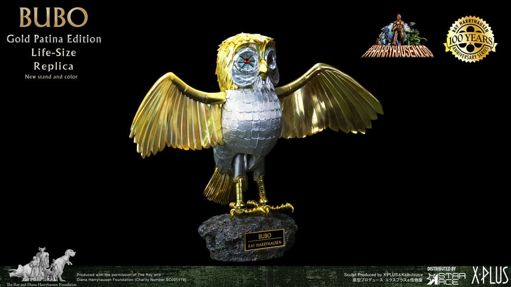Star Ace Toys Kampf der Titanen Statue Ray Harryhausens Bubo Gold Patina Edition Deluxe Ver.