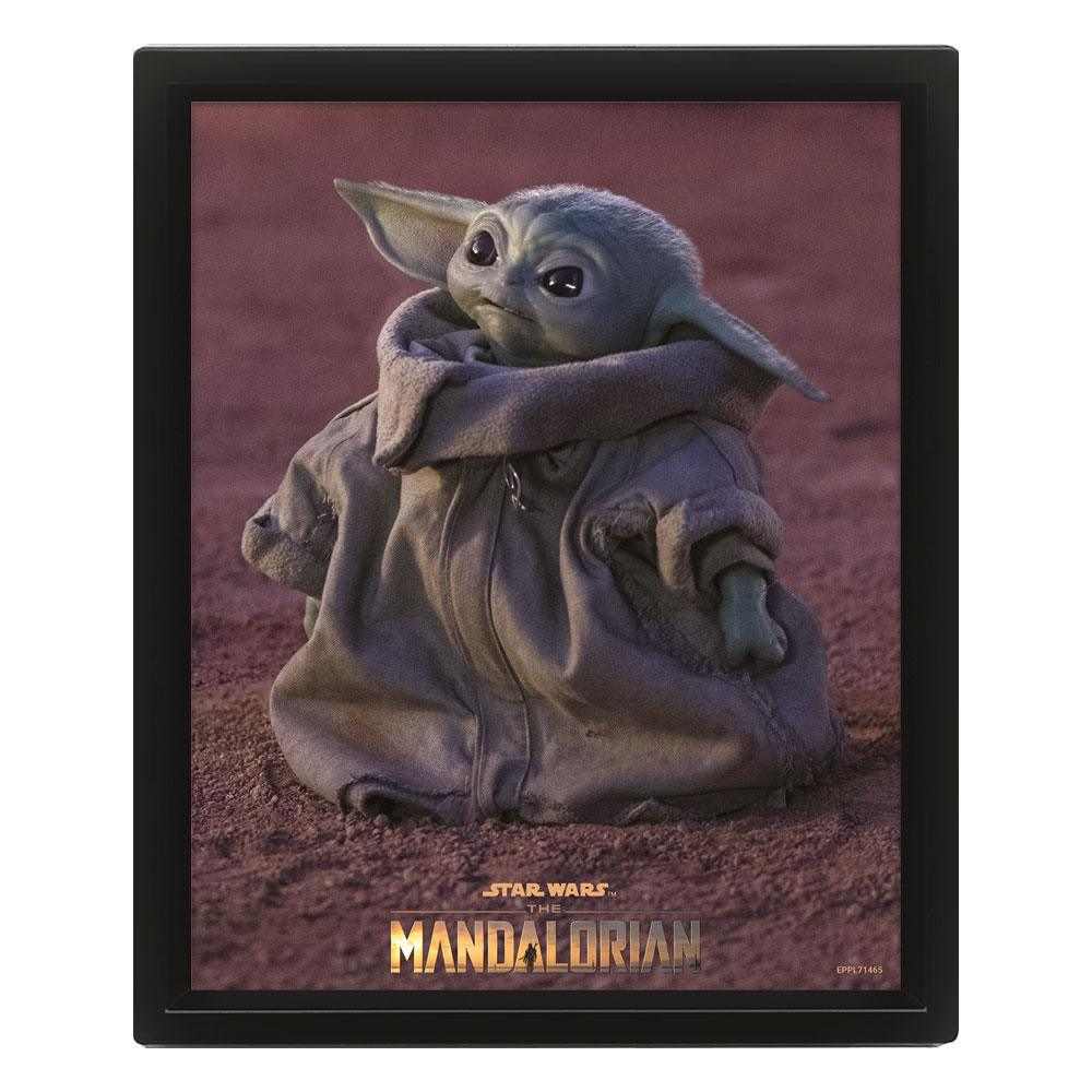 Star Wars The Mandalorian - Grogu 3D-Effekt Poster im Rahmen