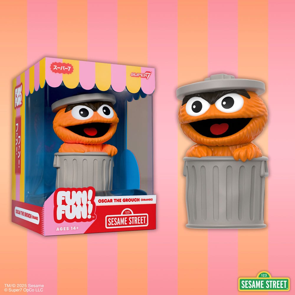Super7 Sesamstraße FUN FUN Oscar The Grouch Orange Soft Vinyl Figur