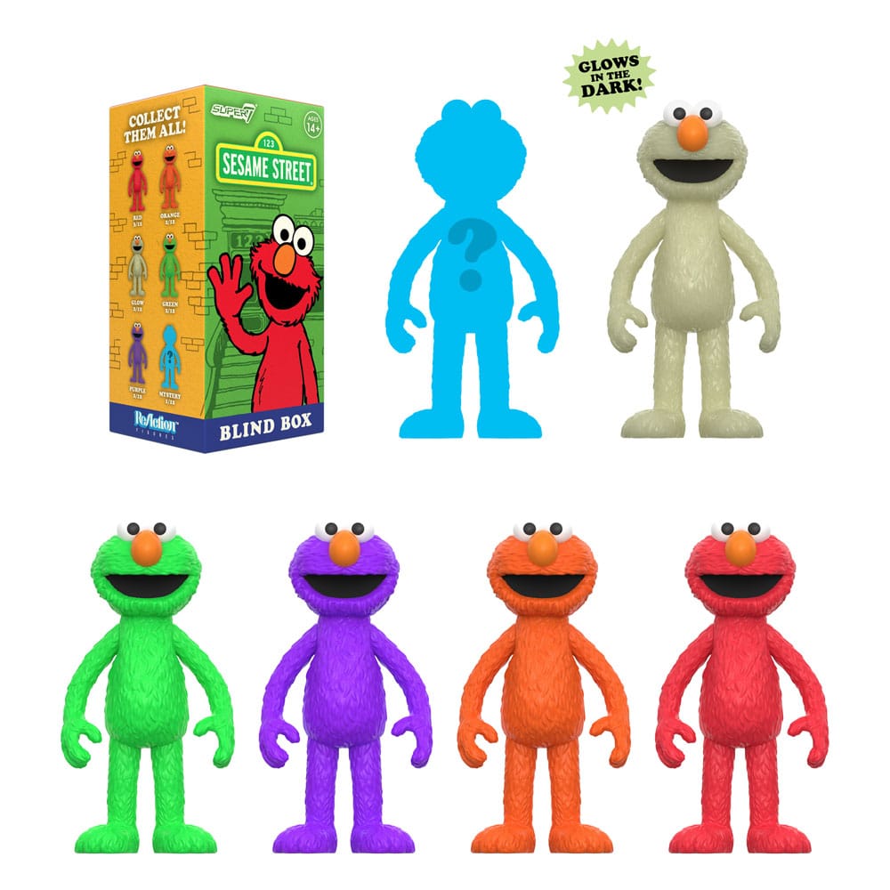Super7 Sesamstraße Wave 04 Elmo ReAction Blind Box Display (12) Actionfiguren
