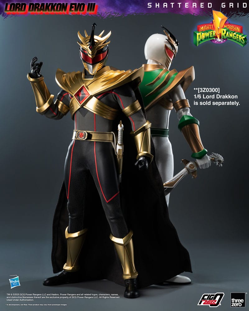 ThreeZero Mighty Morphin Power Rangers Shattered Grid Lord Drakkon Evo III FigZero 1/6 Actionfigur