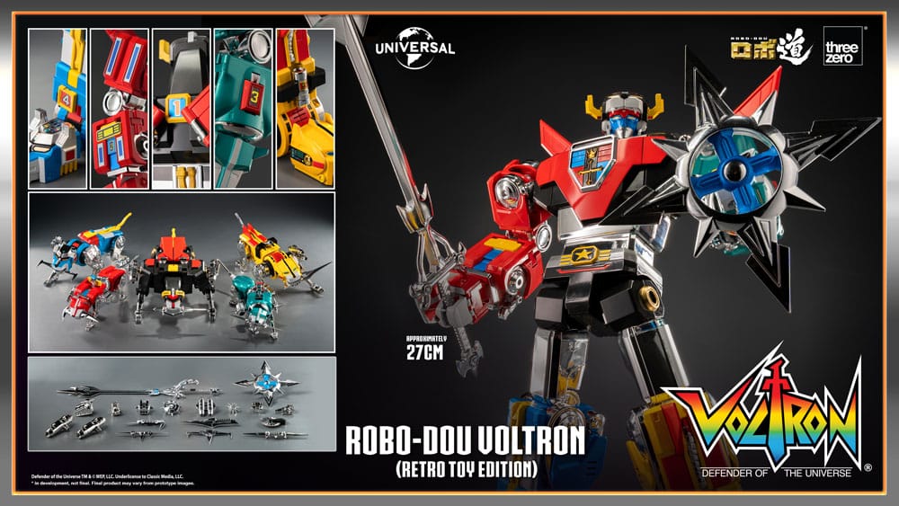 ThreeZero Voltron Defender of the Universe Robo-Dou Actionfigur Voltron Retro Toy Edition
