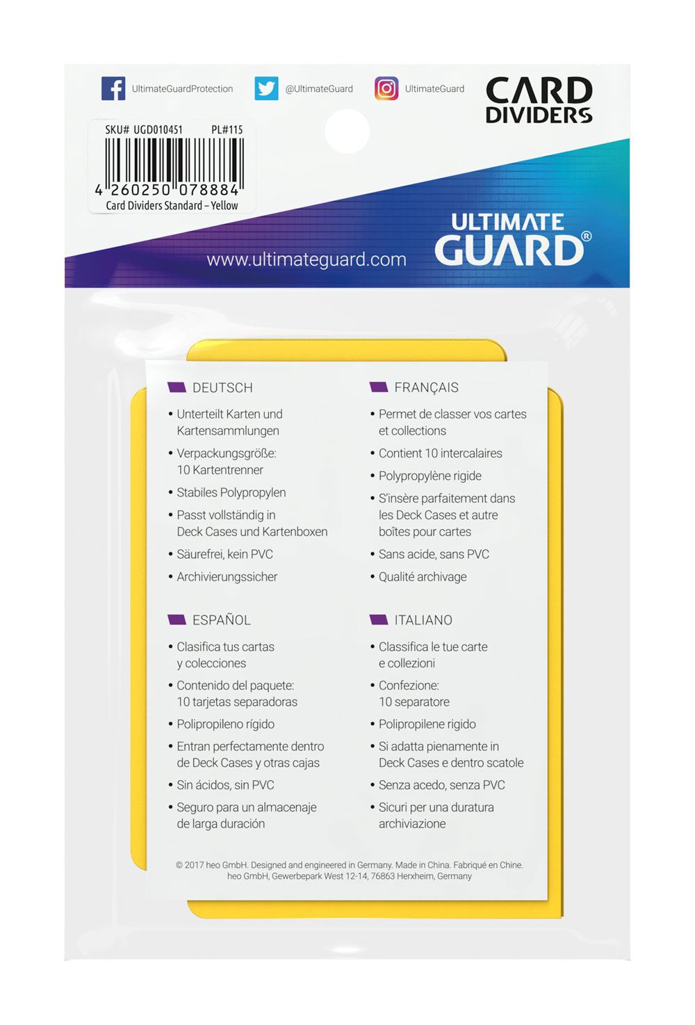 Ultimate Guard Ultimate Guard Card Dividers Standard Size (10) - Yellow