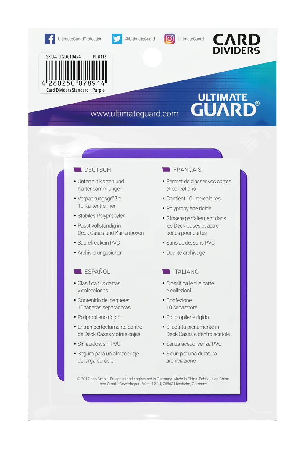 Ultimate Guard Ultimate Guard Card Dividers Standard Size (10) - Purple